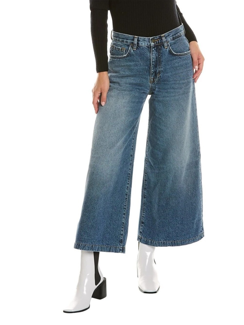 CURRENT/ELLIOTT THE BROMES WIDE LEG CROP JEANS SIZE 31 HIGH RISE DENIM NWOT